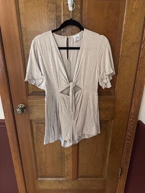Light Taupe Tie-Front Women’s Romper